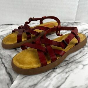 GH Bass & Co Sunjuns red leather Margie buckle sandal shoes